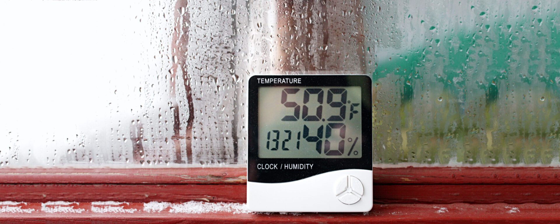 Thermometer and hygrometer of electronic to control temperature and humidity. Humidity indicator is indicated on the hygrometer of the device - Three Reasons Why Homeowners Need Whole-Home Humidifiers - Allen Heating & Cooling